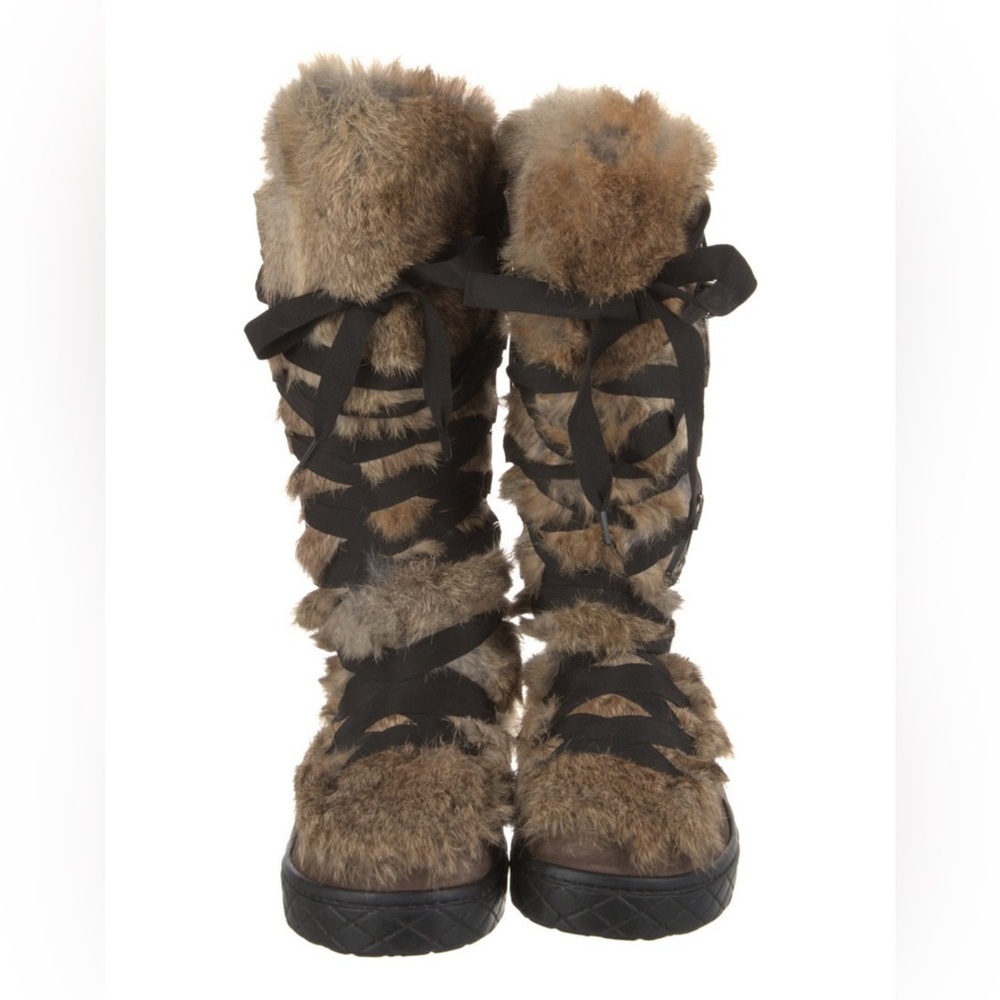 Moncler Zoelie Brown Suede and Fur Winter Boots $1100 - Picture 2 of 11